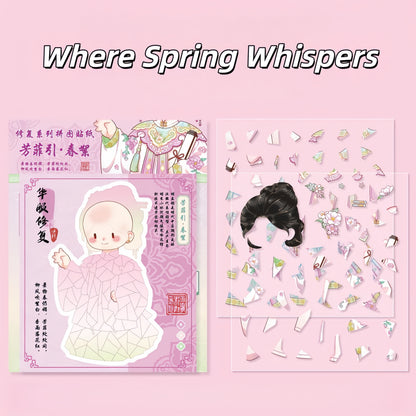 Chinese Costume Restoration 3D Sticker | 4 Cute Miniature Scenes