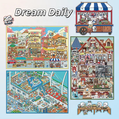Dream Daily 3D Sticker | 3 Cute Miniature Scenes