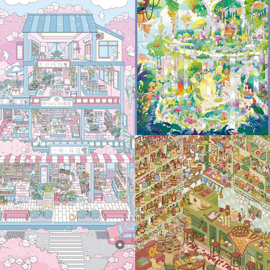 Hidden Corners 3D Sticker | 3 Cute Miniature Scenes