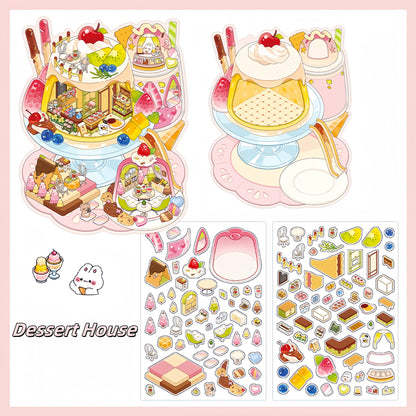 Tiny Shops 3D Sticker | 4 Cute Miniature Scenes