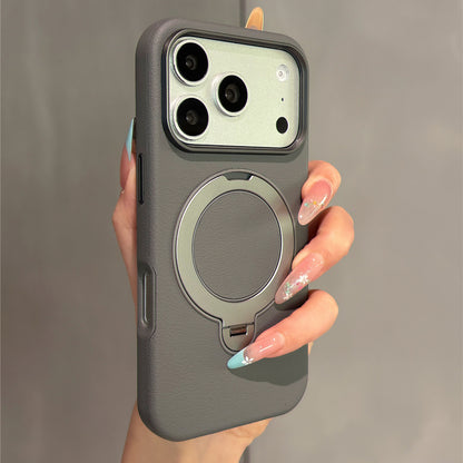 Solid-colored Leather Rotating Stand Acrylic Phone Case