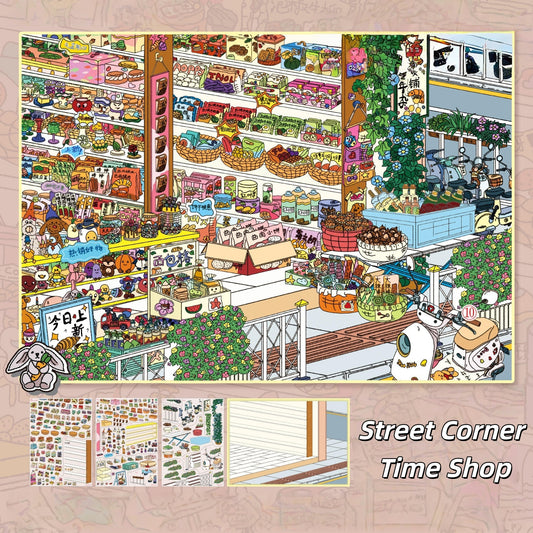 Street Corner Time Shop 3D Sticker