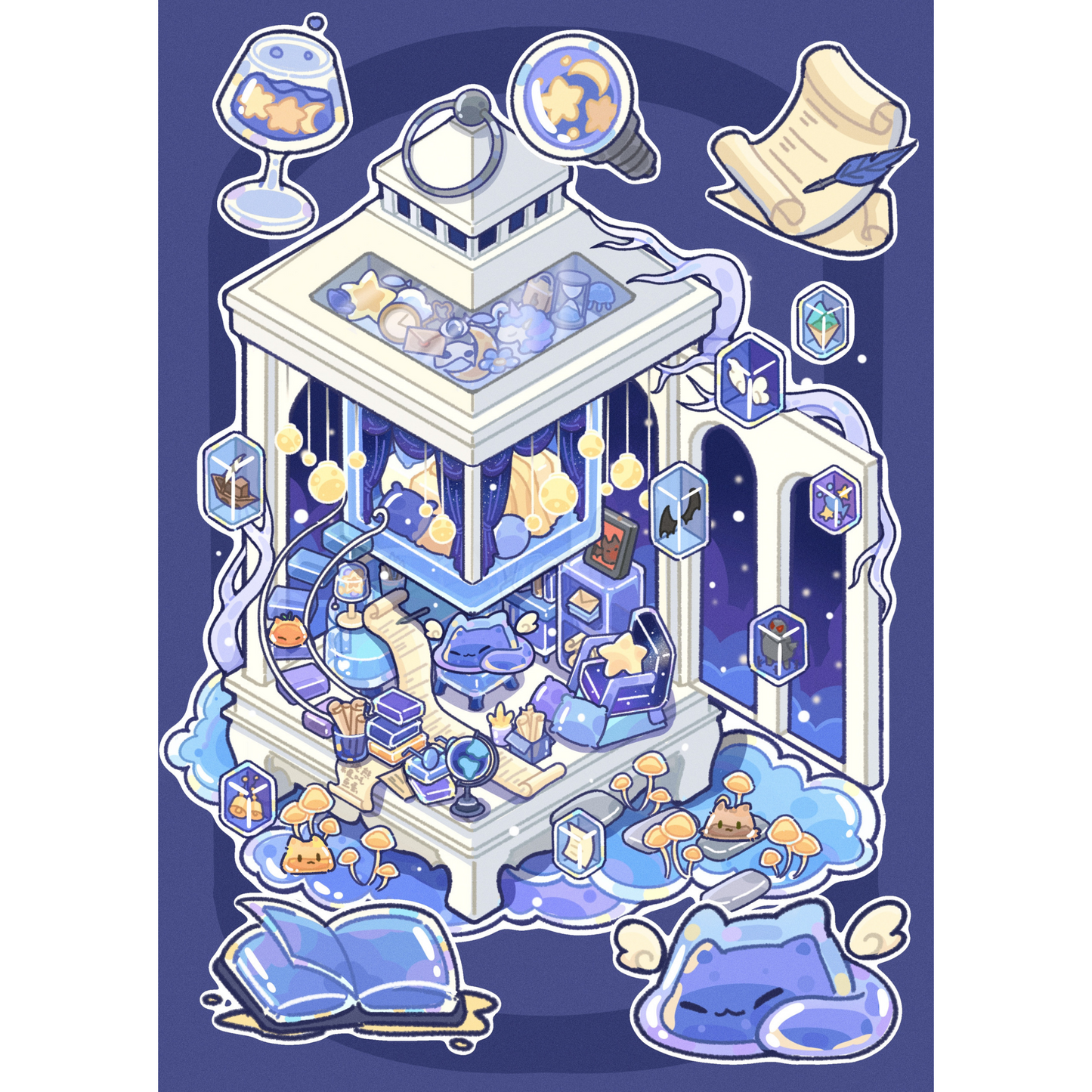 Jelly Cottage 3D Sticker | 2 Cute Miniature Scenes