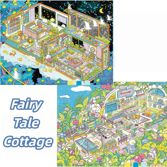 Fairy Tale Cottage 3D Sticker | 2 Cute Miniature Scenes