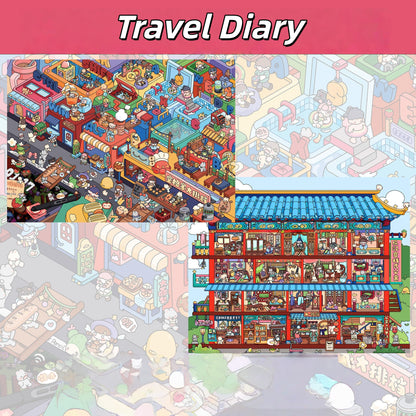 Travel Diary 3D Sticker | 2 Cute Miniature Scenes