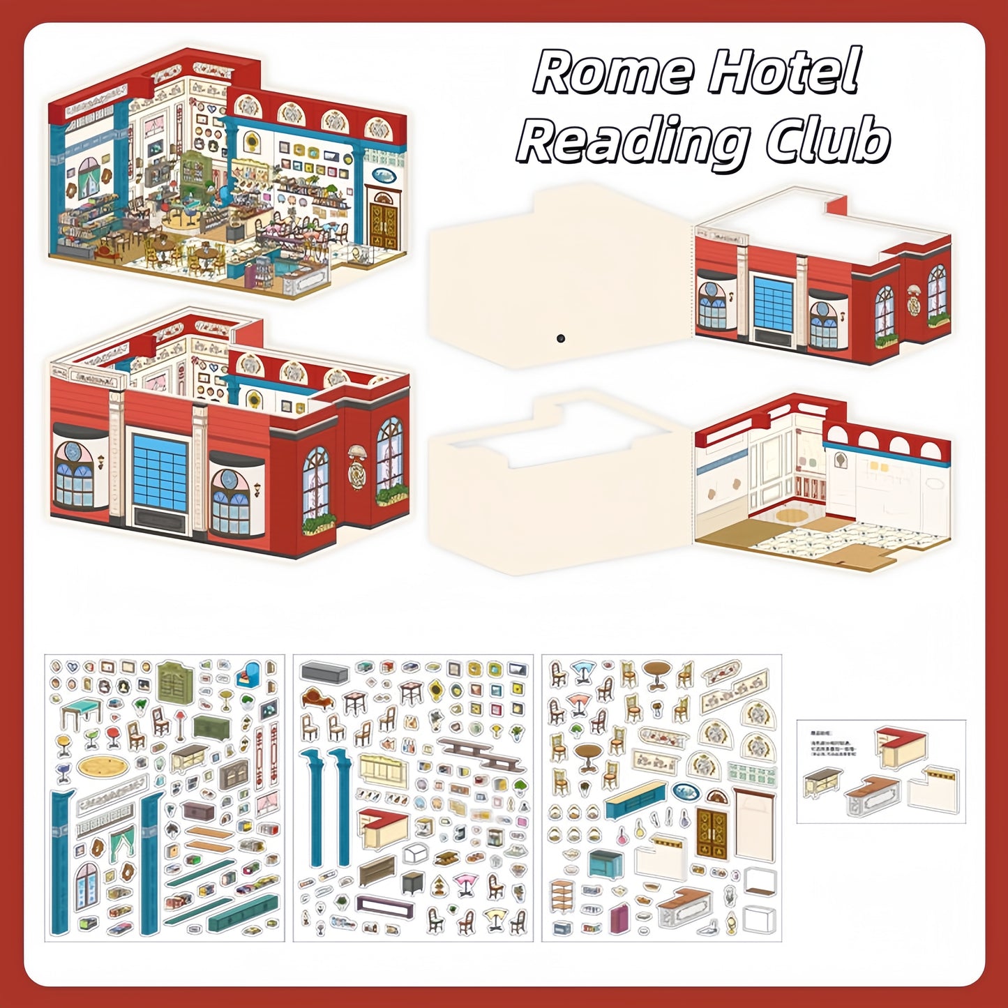 Rome Hotel 3D Sticker | 4 Cute Miniature Scenes