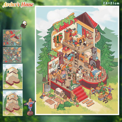 RPG Homes 3D Sticker | 4 Cute Miniature Scenes