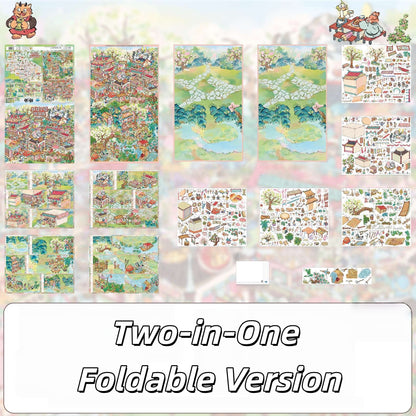 Monster Town 3D Sticker | 3 Cute Miniature Scenes