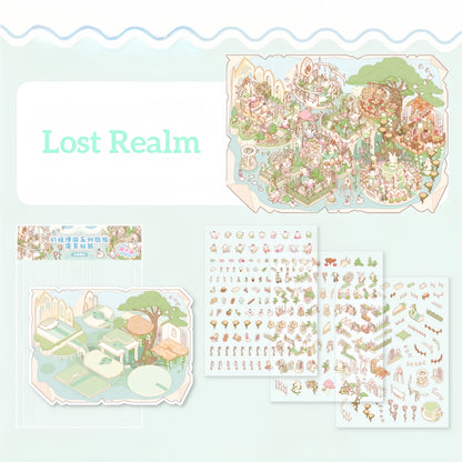 Fantasy Realm 3D Sticker | 4 Cute Miniature Scenes