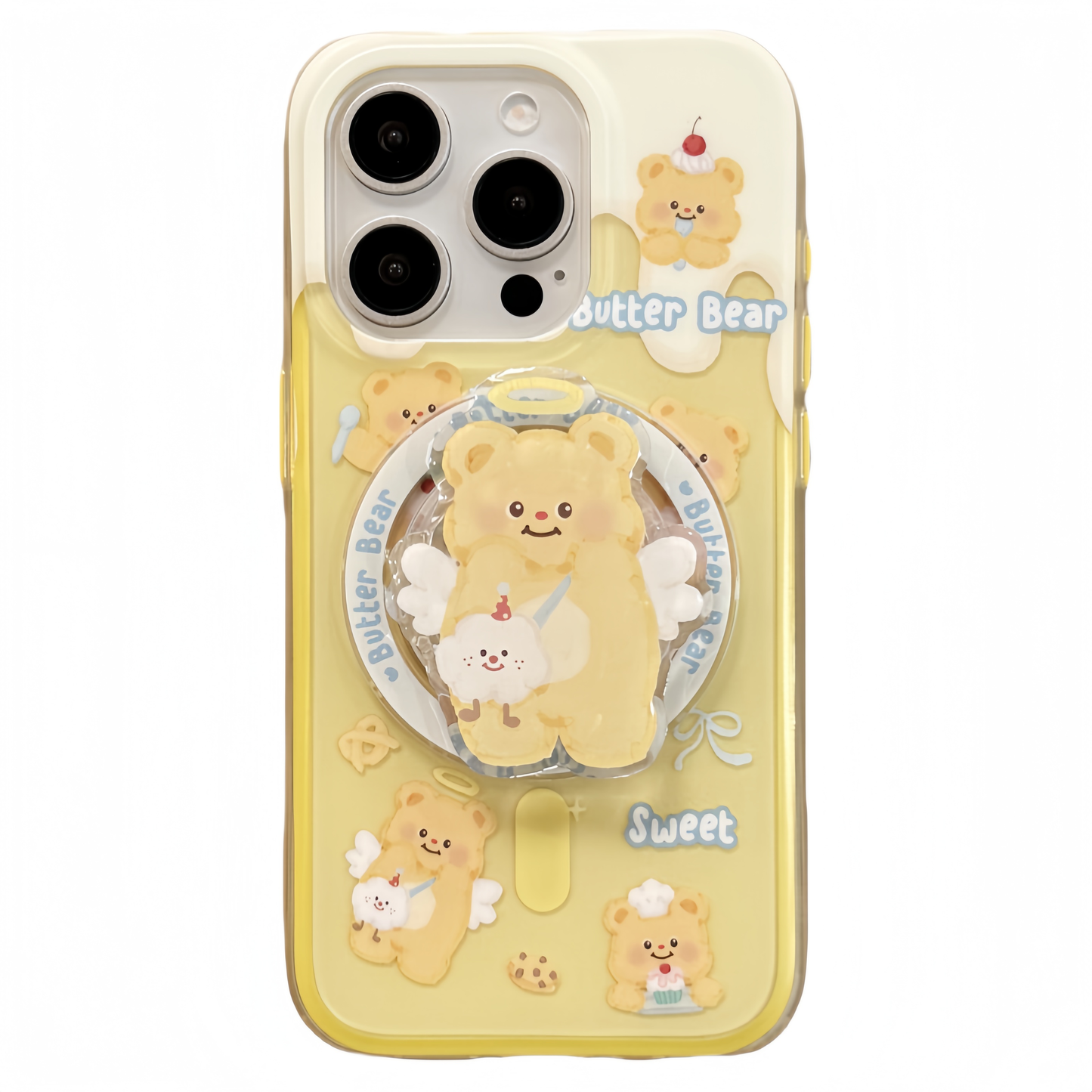 Cartoon Butter Bear Magnetic Stand Silicone Phone Case
