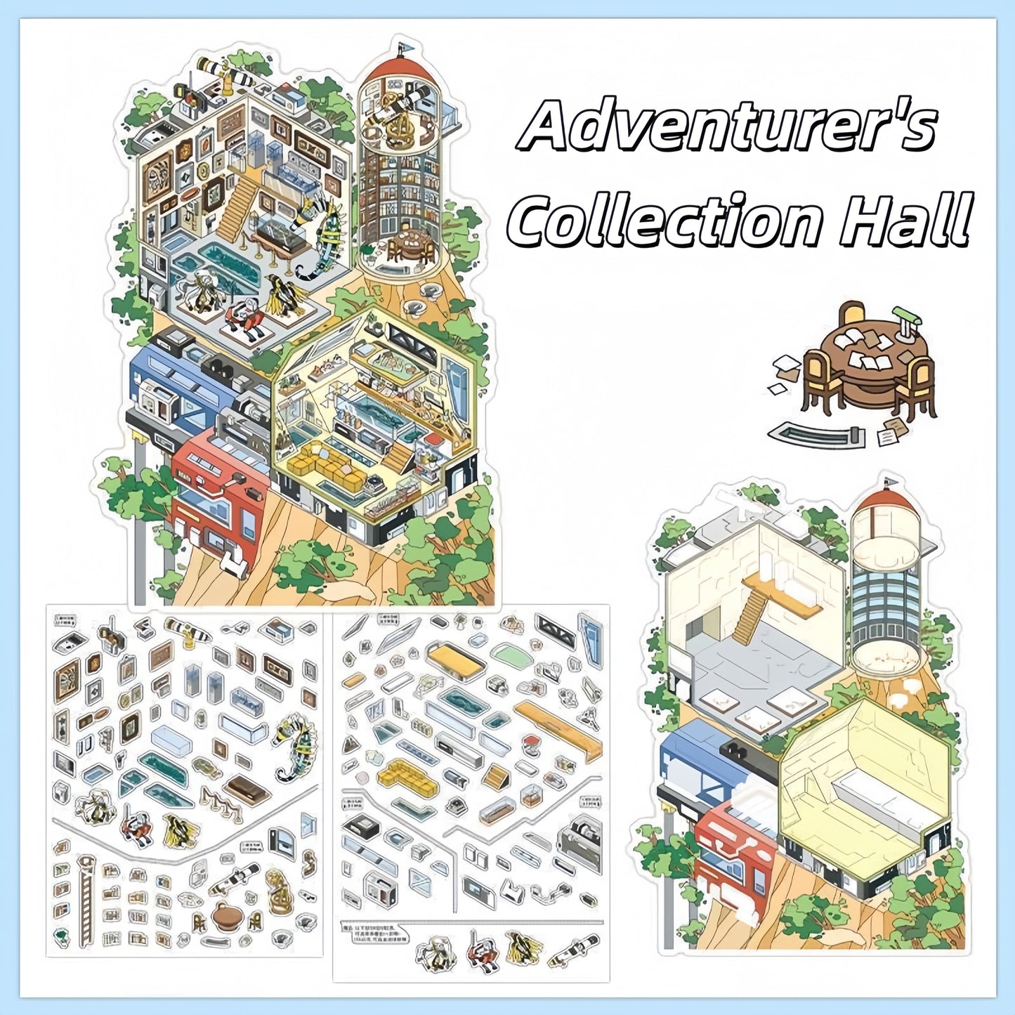 Wonder Shop 3D Sticker | 4 Cute Miniature Scenes
