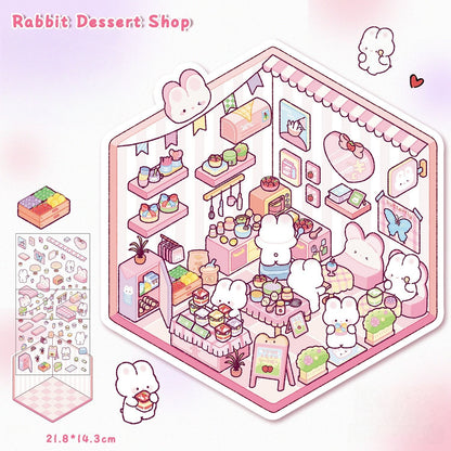 Paws Shop 3D Sticker | 4 Cute Miniature Scenes