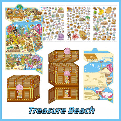 Treasure Chests 3D Sticker | 4 Cute Miniature Scenes