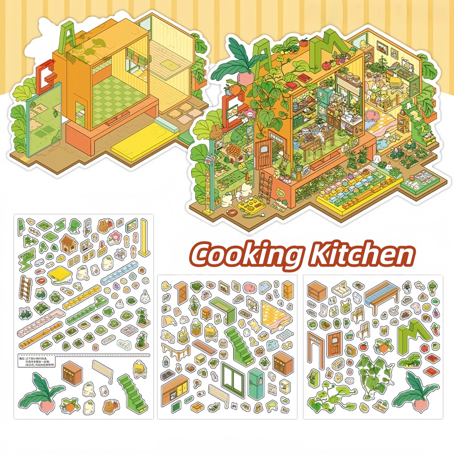 My Home 3D Sticker | 4 Cute Miniature Scenes