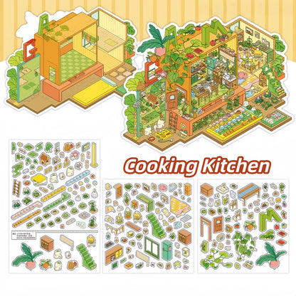 My Home 3D Sticker | 4 Cute Miniature Scenes