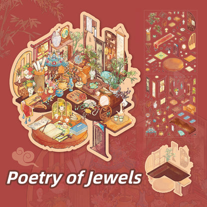 Gilded Encounter 3D Sticker | 2 Cute Miniature Scenes