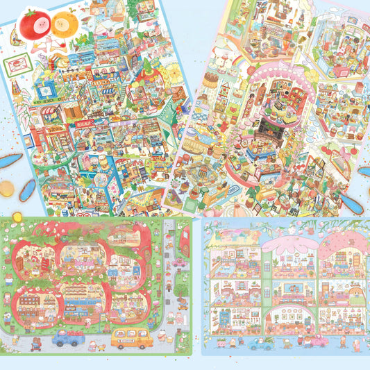 Little Lands 3D Sticker | 4 Cute Miniature Scenes