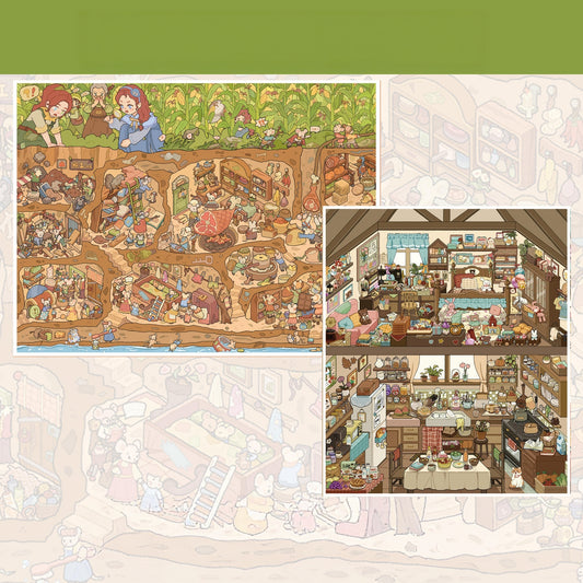 Brown Home 3D Sticker | 2 Cute Miniature Scenes