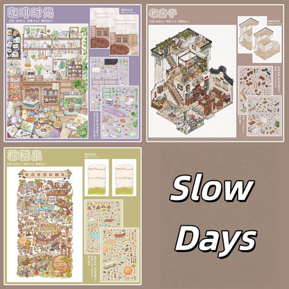 Slow Days 3D Sticker | 3 Cute Miniature Scenes