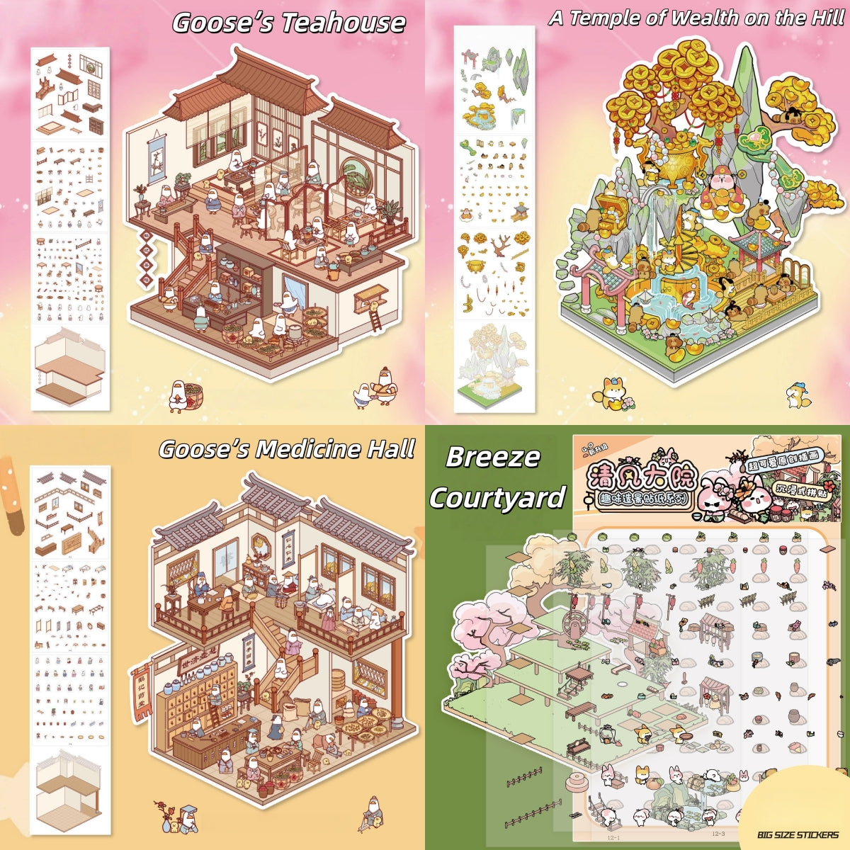 Cute Tales 3D Sticker | 4 Cute Miniature Scenes
