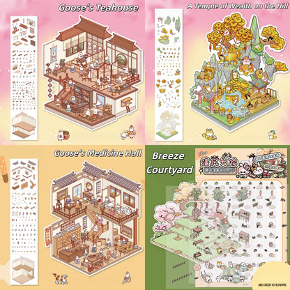 Cute Tales 3D Sticker | 4 Cute Miniature Scenes