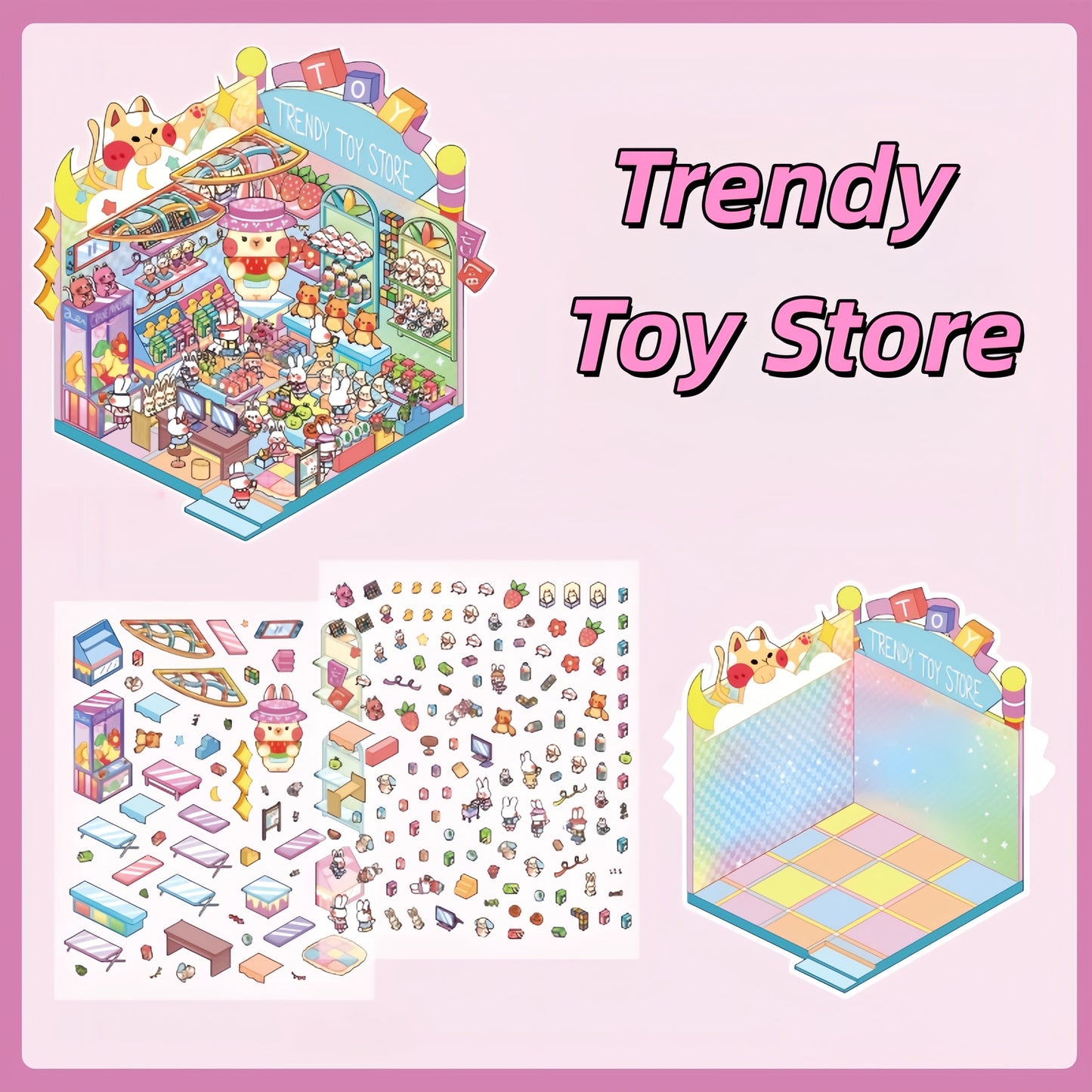 Dream Store 3D Sticker | 4 Cute Miniature Scenes
