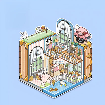 Dream Cabin 3D Sticker | 4 Cute Miniature Scenes