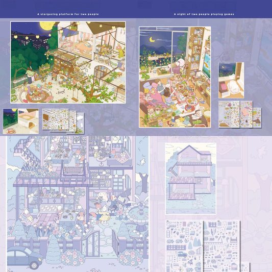 Evening Plans 3D Sticker | 3 Cute Miniature Scenes