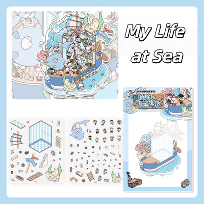Dream Cabin 3D Sticker | 4 Cute Miniature Scenes