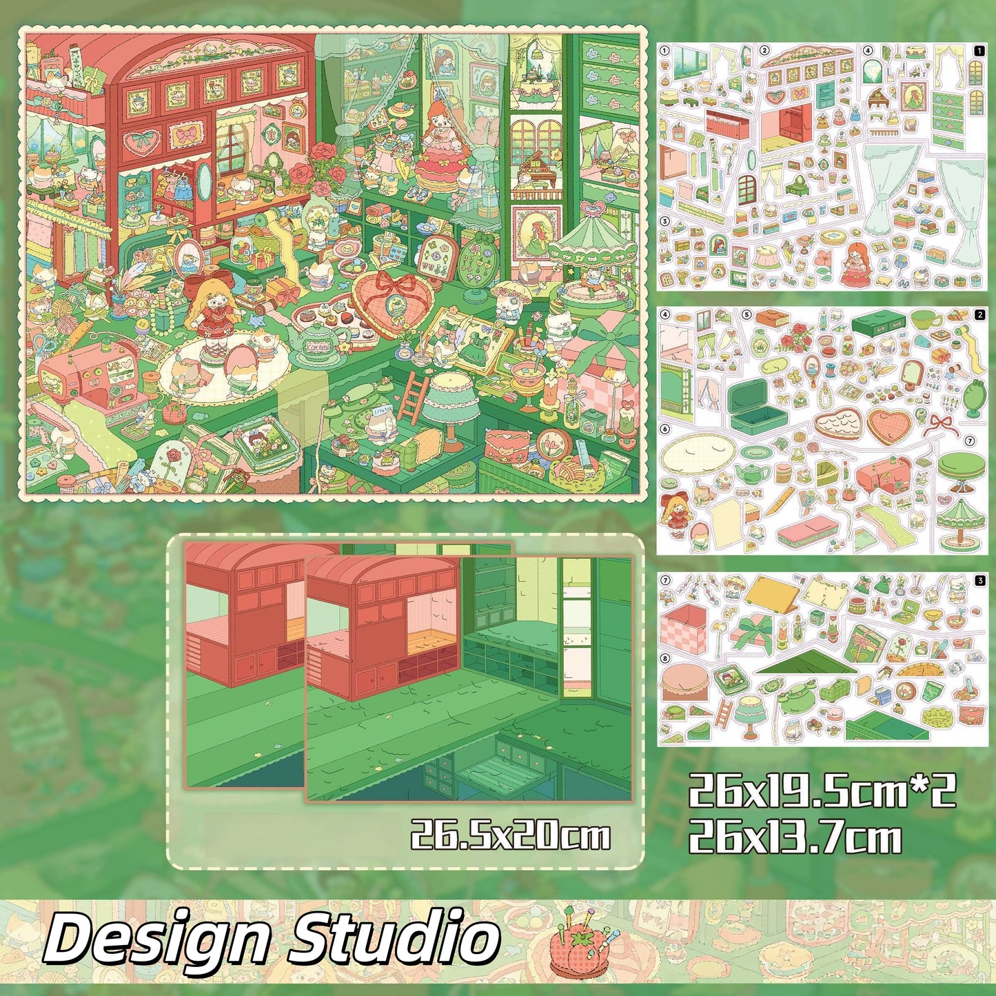 Where Spring Stays 3D Sticker | 6 Cute Miniature Scenes