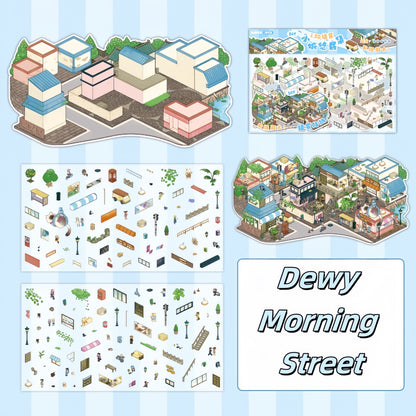 Tiny Cozy Town 3D Sticker | 4 Cute Miniature Scenes