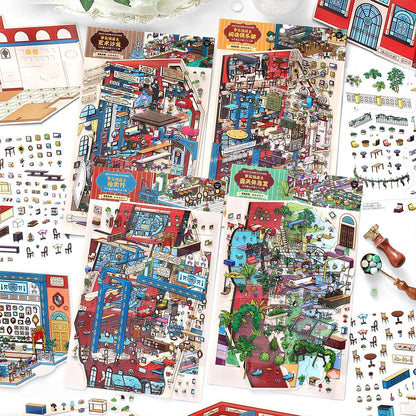 Rome Hotel 3D Sticker | 4 Cute Miniature Scenes