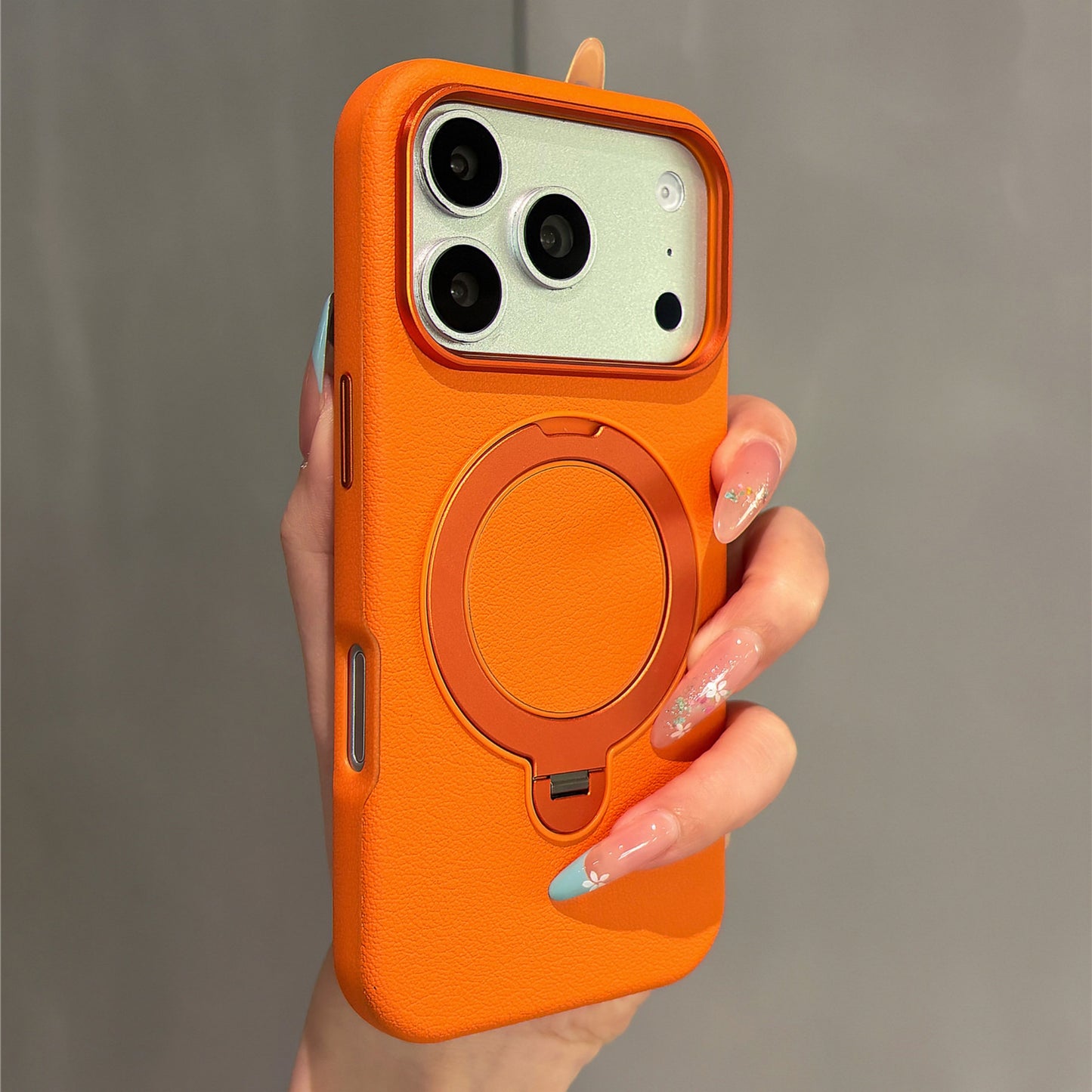 Solid-colored Leather Rotating Stand Acrylic Phone Case