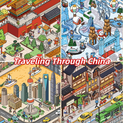 Traveling Through China 3D Sticker | 4 Cute Miniature Scenes