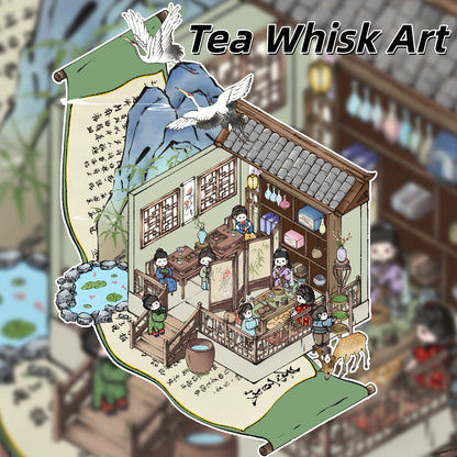 Ancient Chinese Life 3D Sticker | 4 Cute Miniature Scenes