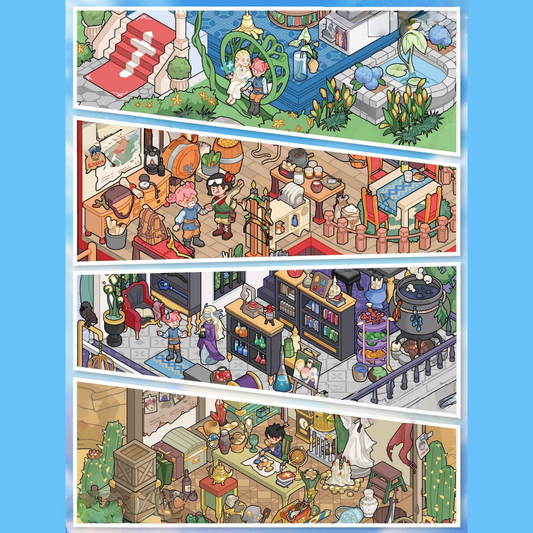 RPG Homes 3D Sticker | 4 Cute Miniature Scenes