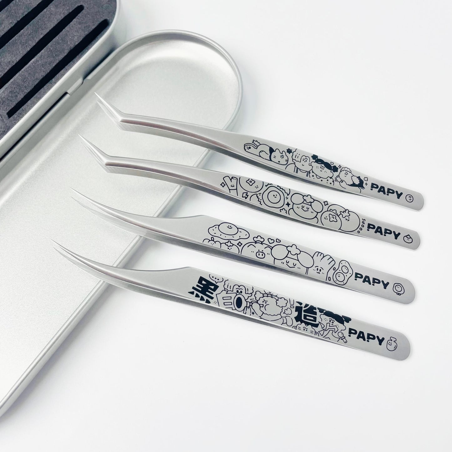 Black and White Hand-drawn Style Professional Sticker Tweezers
