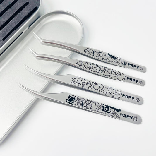 Black and White Hand-drawn Style Professional Sticker Tweezers