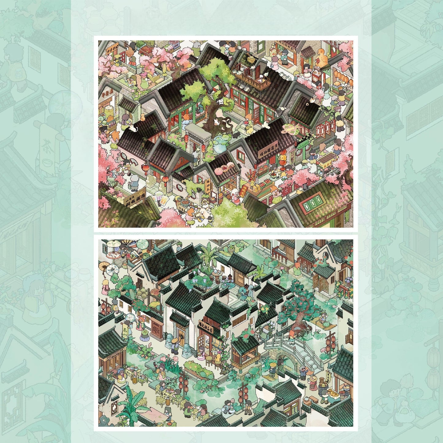 Ancient Yard 3D Sticker | 2 Cute Miniature Scenes
