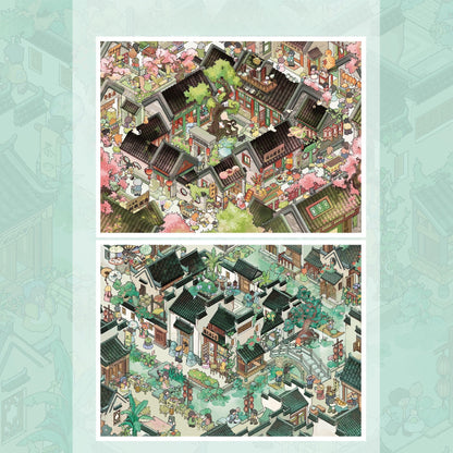 Ancient Yard 3D Sticker | 2 Cute Miniature Scenes