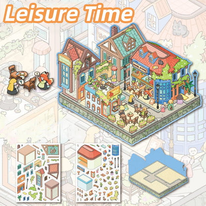 Leisure Hours 3D Sticker | 4 Cute Miniature Scenes