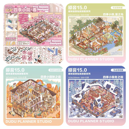 Four Seasons Courtyard 3D Sticker | 3 Cute Miniature Scenes