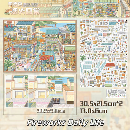 Cozy Chronicles 3D Sticker | 5 Cute Miniature Scenes