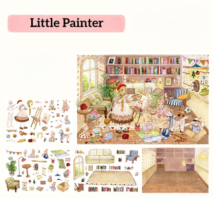 Watercolor Fairy Tale 3D Sticker | 3 Cute Miniature Scenes