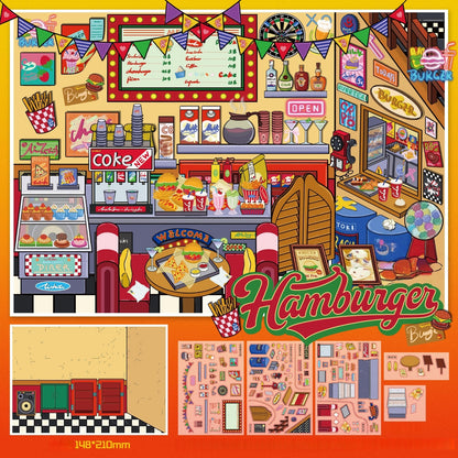 American Comic Style 3D Sticker | 3 Cute Miniature Scenes