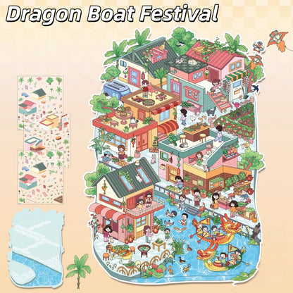 Chinese Festival 3D Sticker | 6 Cute Miniature Scenes
