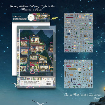 Four Seasons Town 3D Sticker | 4 Cute Miniature Scenes