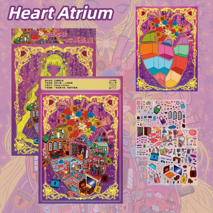 Heart Dwelling 3D Sticker | 2 Cute Miniature Scenes