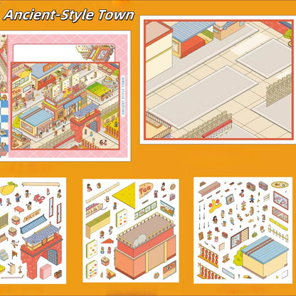 Old Times 3D Sticker | 2 Cute Miniature Scenes