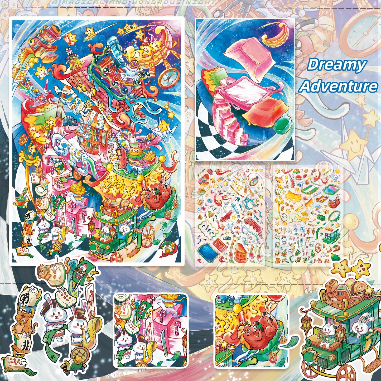 Dreamy Night Talk 3D Sticker | 5 Cute Miniature Scenes